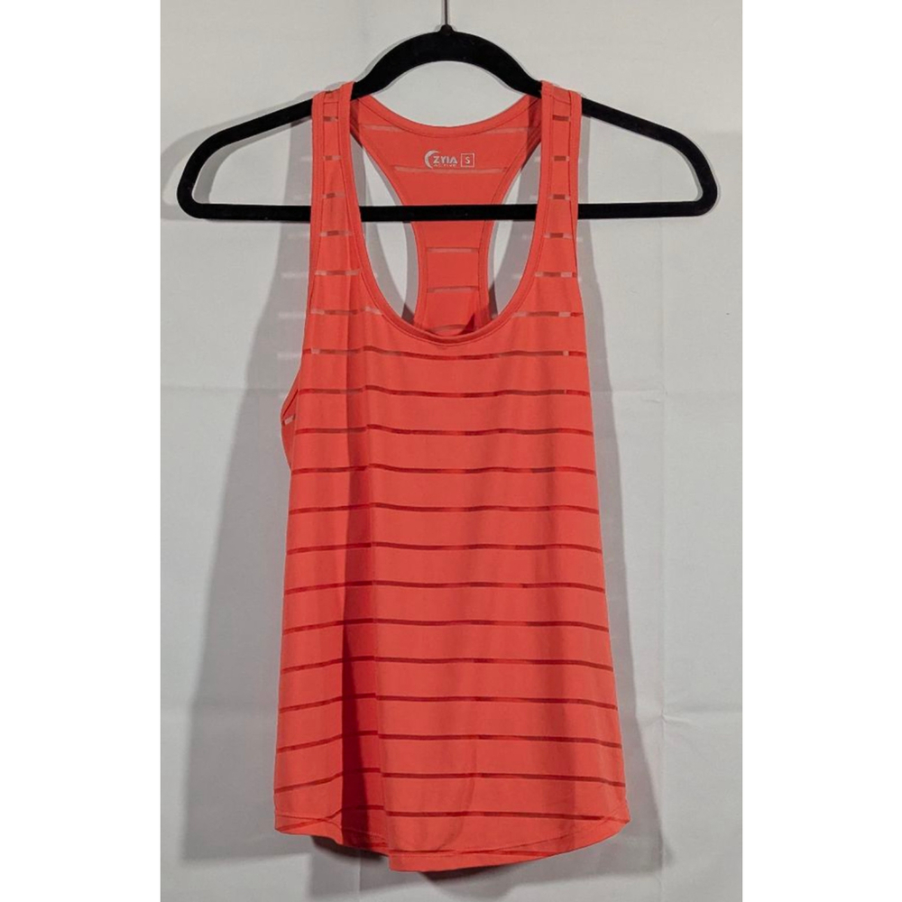 ZYIA Active Orange Striped Racerback Tank Top Size Small